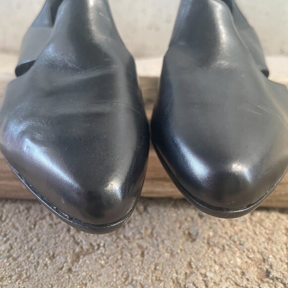 VIA SPIGA WOMEN'S BLACK LEATHER POINTED TOE CUT-OUT FLATS SIZE 5.5 - Picture 7 of 10
